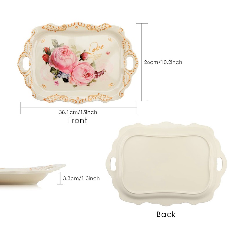 Melamine Serving Tray Art Trays,3 Pack Stackable Food Tray ,