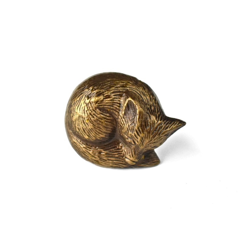 Fox Antique Brass Cabinet Drawer Knob and Pull Animal Kitchen