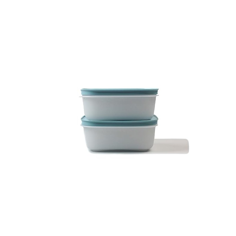 TUPPERWARE Freezer Containers 450 ml (2) White/Blue Ice Crystal Container
