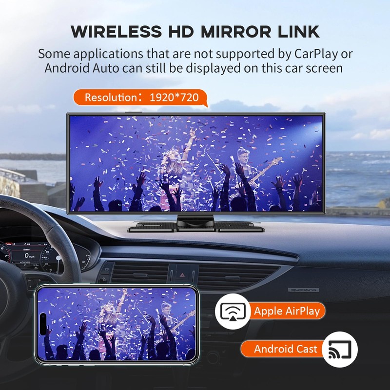 Largest 11.5" Portable Carplay Screen for Car, 4K Wireless Car