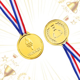 Caydo 100 Pieces Gold Medals for Kids Medals for Awards Plastic Winner Award Medals for Kids