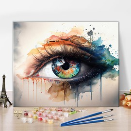 Paint by Numbers Colorful Eye, DIY Eye Paint by Numbers Kits for Adults, Abstract Paint by Numbers Kit for Adults, 16x20 inch Frameless Paint by Numbers Kits with Paintbrushes and Acrylic Pigment