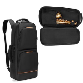 Rexmica Padded Alto Sax Backpack, Alto Sax Case Bag with Hidden Padded Shoulder Straps, Alto Saxophone Bag with Pockets for Mouthpiece, Sheet Music, Alto Saxophone Case Sax Gig Backpack