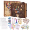 Our Adventure Book 146 Pages 8.9 * 7.7 Inch Scrapbook Photo Album with Scrapbooking Supplies,3D Retro Style Embossed Letter Cover Memory Book for Couples,Anniversary Wedding,Valentine's Day,Christmas