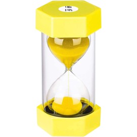 Sand Hourglass Timer 1 Minute SuLiao: Plastic Sand Clock, Small Yellow Sand Watch, Reloj de arena 1 Minuto, Colorful Sandglass Timer for Toddler, Home, Study, Game, Decoration