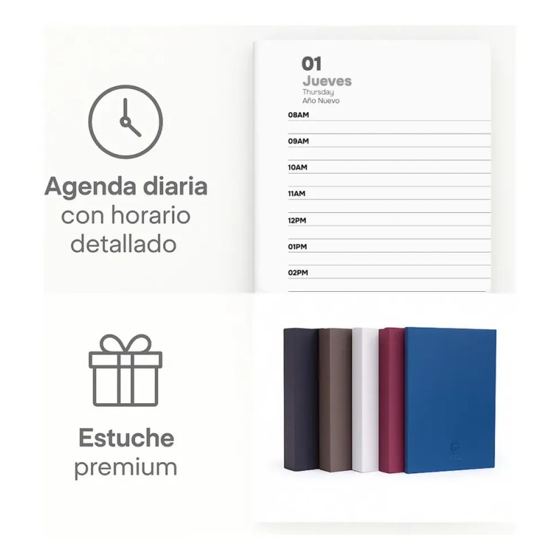 Agenda Ejecutiva Diaria Pro 2026 Planeador Profesional De Curpiel Con