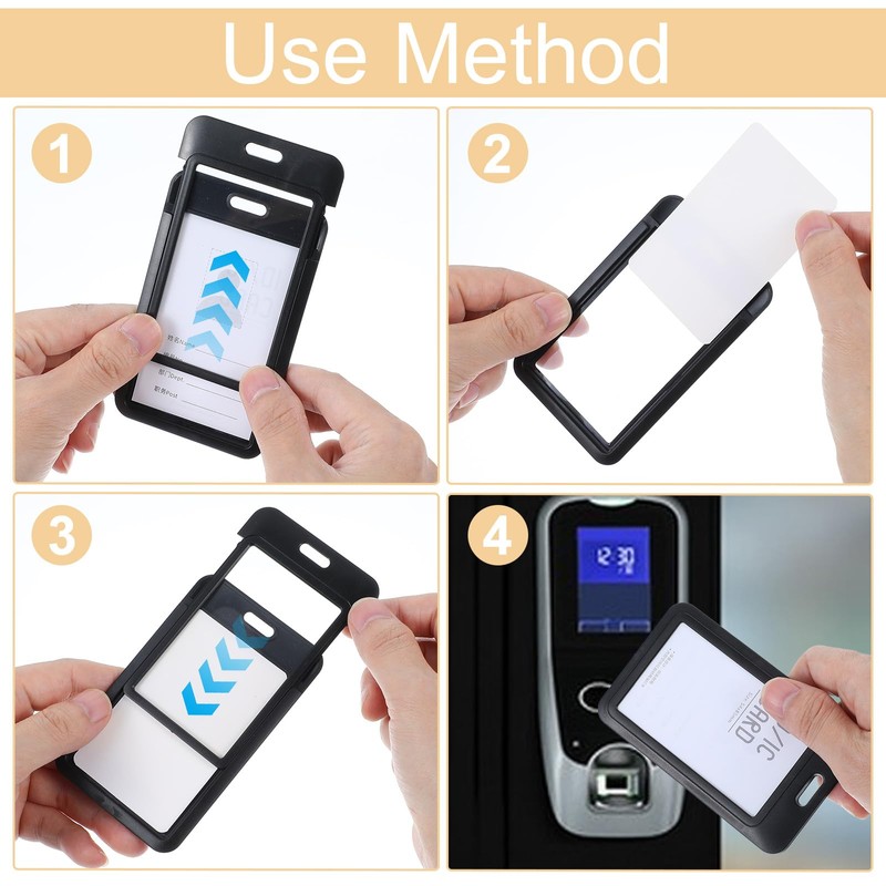 HJZHII 2PCS ID Badge Holder, Sliding Card Protector Pouch Double-Sided