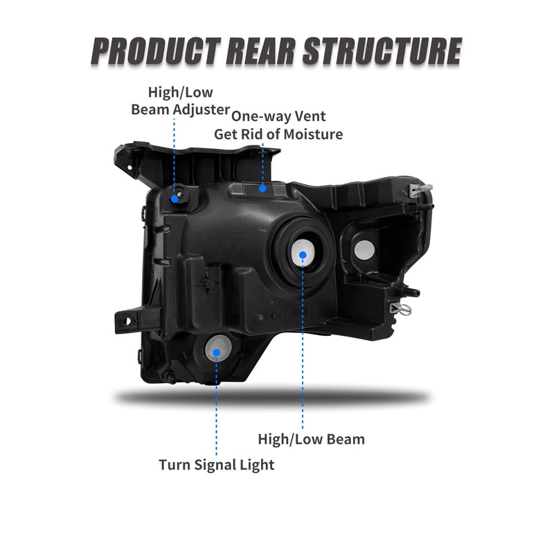 ADCARLIGHTS Headlight Assembly for 2009-2014 Ford F150 Pickup Headlamp fit