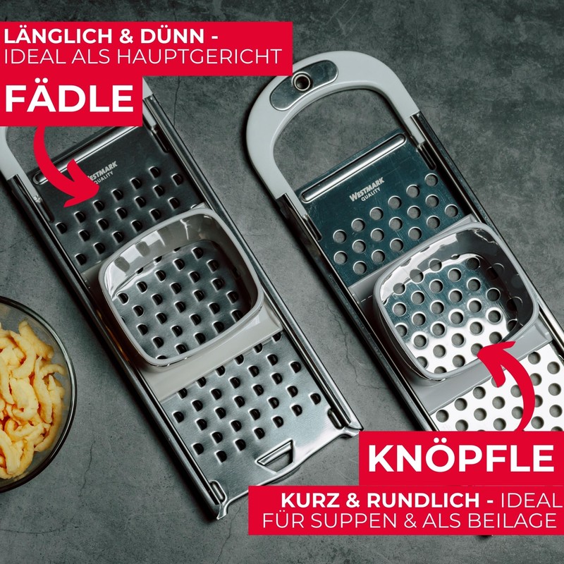 Westmark Spätzle Slicer with Dough Sleigh, Silver / White, 32
