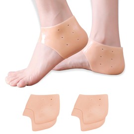 KIRZAX 2 Paar Silikon Fersenpolster, Gel Atmungsaktiv Fersensporn Einlagen Fersenschutz für Schuhe,Einlagen bei Plantarfasziitis,für Fersenschmerzen,Trockene Rissige Ferse(Hautfarbe）