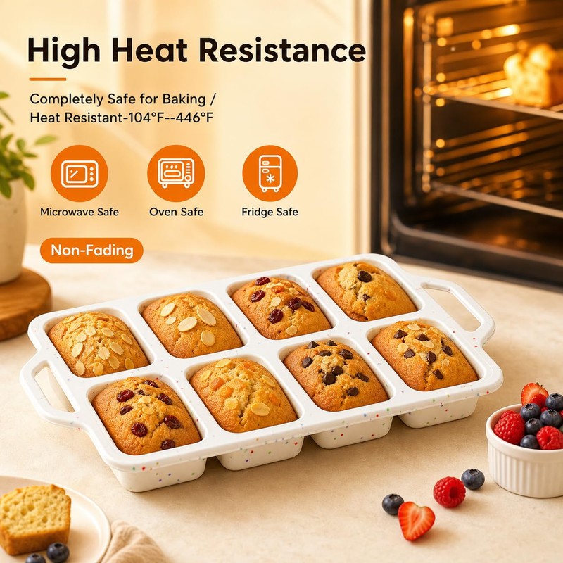 1 Pack Vinino Silicone Mini Loaf Pans Cake Bread Baking