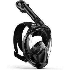 Full Face Snorkel Mask, Snorkeling Gear for Adults Diving Mask Anti Fog Premium Innovative Safety Dry Top System, 180 Panoramic Foldable Anti Leak Swimming Mask with Detachable Camera Mount