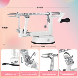 Apple Peeler, Stainless Steel Apple Corer Slicer Peeler, Durable Heavy Duty Die Cast Magnesium Alloy Apple Peeler Slicer Corer with Suction Base(White)