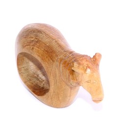 Global Crafts Lion Napkin Ring - Mahogany Wood Animal Napkin Rings