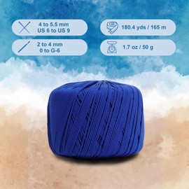 CIRCULO Seaside Yarn, Perfect for Beachwear, Bikinis & Cover-Ups, Quick-Drying & Lightweight, Fingering Weight, 100% Polyamide, 180.4 yds, 50g (615 - Ball Blue)