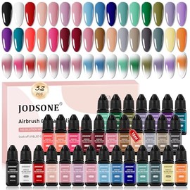 JODSONE 32 Colors Airbrush Gel Nail Polish, No Dilution Gel Nail Polish Strong Coverage, Highly Saturated Colors Ideal for At-home Salon Use