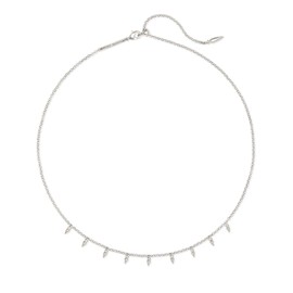 Kendra Scott Addison Adjustable Length Choker Necklace for Women, Fashion Jewelry, Rhodium-Plated