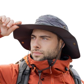 TOP-EX Safari Hat, Mesh Adventure Hat, Foldable, Boonie Hat, Stylish, Fishing Hat, Military Hat, Sun Hat, Hat, Men's, Removable, Chin Strap, Spring, Summer, Autumn, Wide Brim, UV, 00702_dark gray