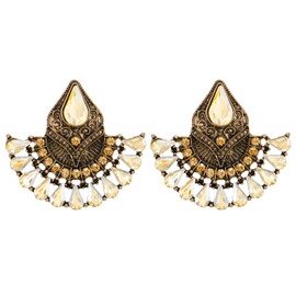 Art Deco Statement Earrings Chandelier Large Dangle, Bohemian Boho Vintage Antique Champagne Crystal(CA)