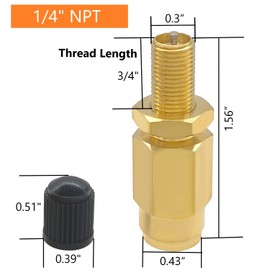 YSIL 2PCS 1/4" Air Inflation Schrader Valve Adapter Push to Connect Fitting Brass for 1/4" OD Airbag Spring Suspension Hose and Air Line Tubing for Semi Truck Trailer Tractor