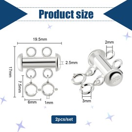 PH PandaHall 925 Sterling Silver Layering Clasps, 2pcs Detangler Spacer Tube Clasp Separator for Stackable Bracelet Chains Necklace Multi Strand Layer Clasp for DIY Earring Jewelry Crafts Making
