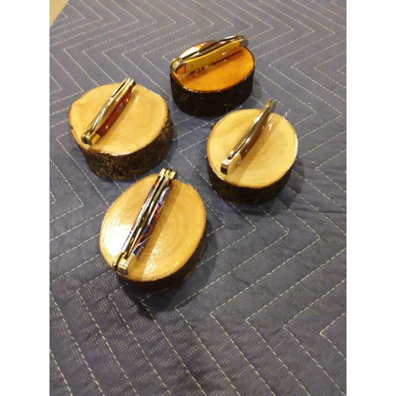 2-- KNIFE DISPLAY STANDS, SOLID PEAR WOOD