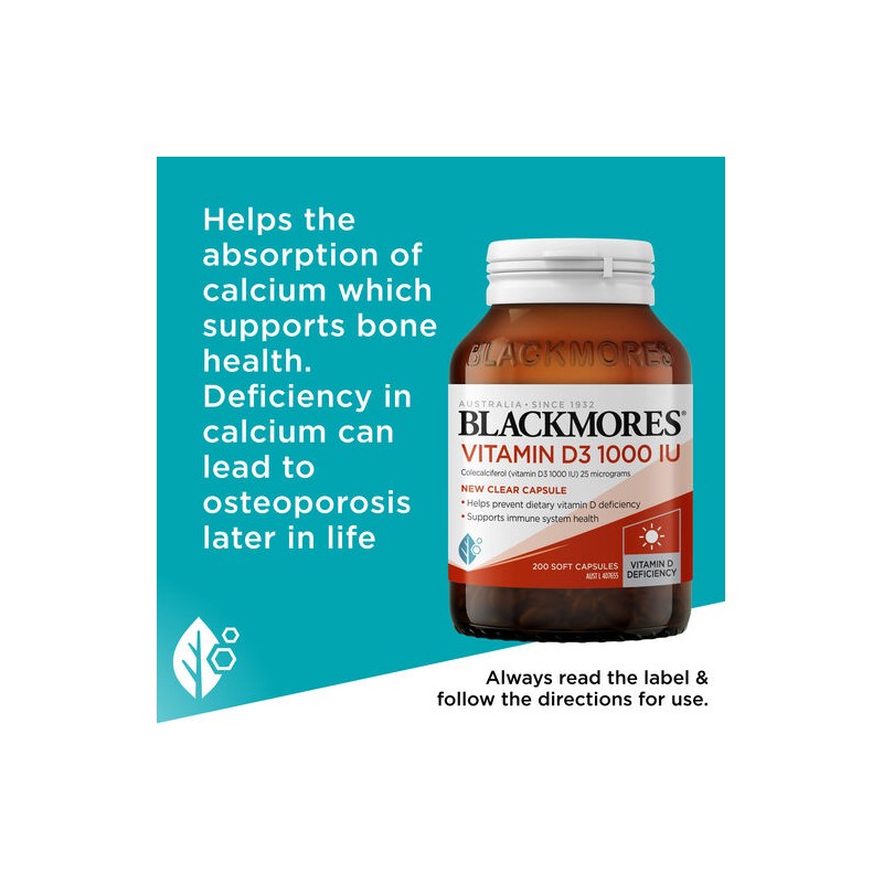 Blackmores Vitamin D3 1000IU 200 Capsules