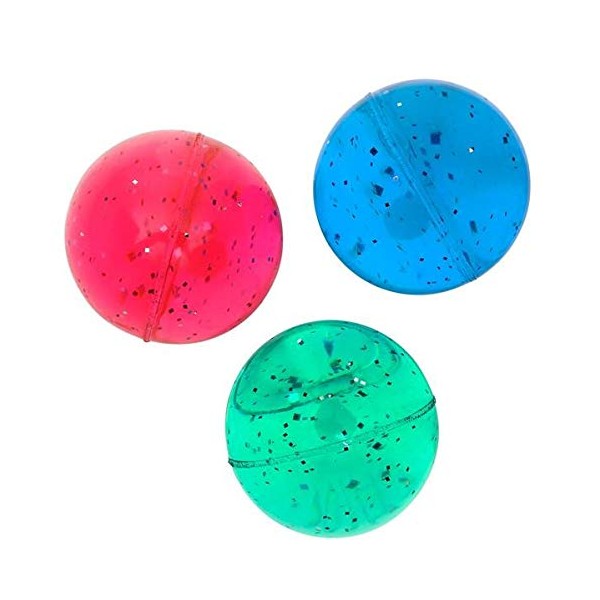 Rhode Island Novelty 1 Dozen 60mm Assorted Colored Glitter Balls Super Bouncy Ball