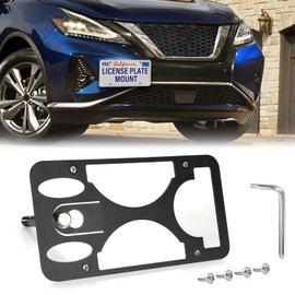 No Drill Front License Frame Compatible with Nissan Murano 2015-2025 Anti-Theft License Plate Tow Hook Mount Holder Car Tag Covers Rust-Proof, Rattle-Proof Car Accessories
