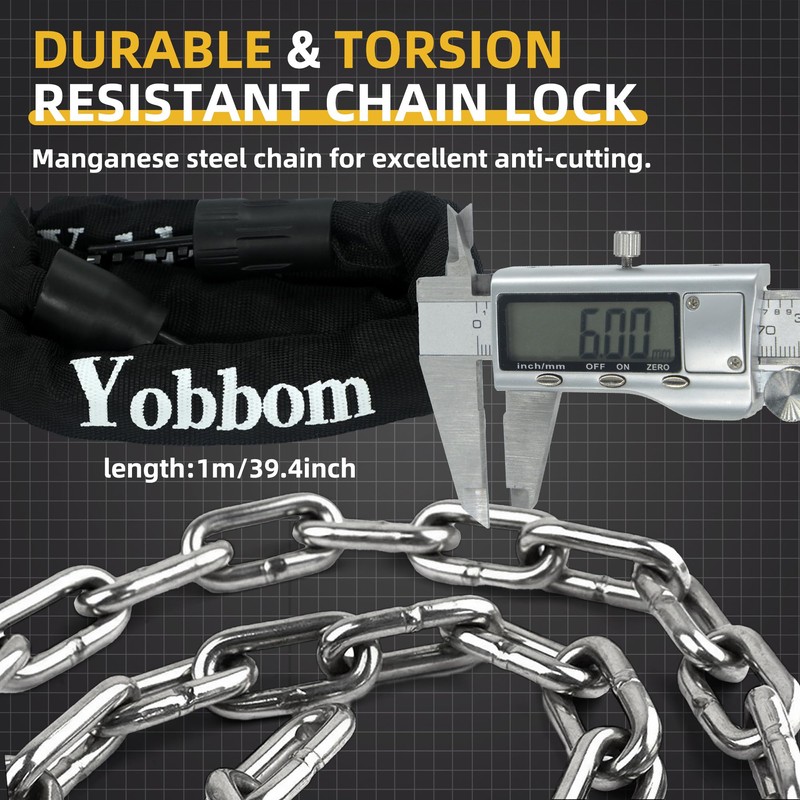 Yobbom Heavy Duty Chain Lock & Combo Cable Lock with