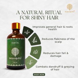 Navami Hair Oil - 100 ml | Onion Hair Oil for Hair Fall, Dandruff, Hair Growth, Damage Control, Flakiness | With Dropper | Natural Olive & Coconut Oil | Paraben Free | Men & Women