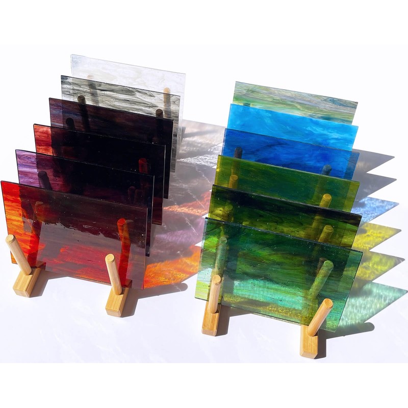 LITMIND 12 Sheets Smooth Translucent Texture Stained Glass Variety Pack