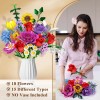 PLAXSOON Flower Bouquet Building Set Valentines Day,18 Flowers Rose Building
