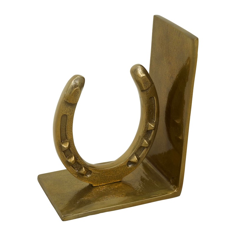 Huntley Horse Shoe Bookends, Pair, Brass Antique Finish