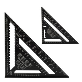 Aluminum Rafter Square Set (12" & 7") – Heavy-Duty Carpenter Square, Triangle Ruler & Protractor – Imperial Measurement Layout Tool for Woodworking, Carpentry & Framing
