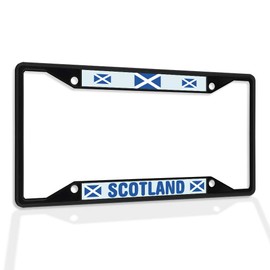 Fastasticdeals Metal Insert License Plate Frame Scotland Flag A Weatherproof Car Accessories Black 4 Holes Solid Insert