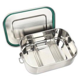 Schramm® Stainless Steel Lunch Box 800, 1200, 1400, 1700 or 2200 ml Lunch Box with Compartments Including 2 Dividers Metal Tin with Snap Closure Size: 1700 ml