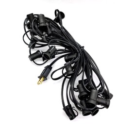 Yirunfa Christmas Light Stringer, C7 / E12 (Candelabra Base) Light Strand 12” Spacing, 25 Sockets 25ft SPT-1 18AWG Black Wire, Fits C7 Incandescent or LED Bulbs