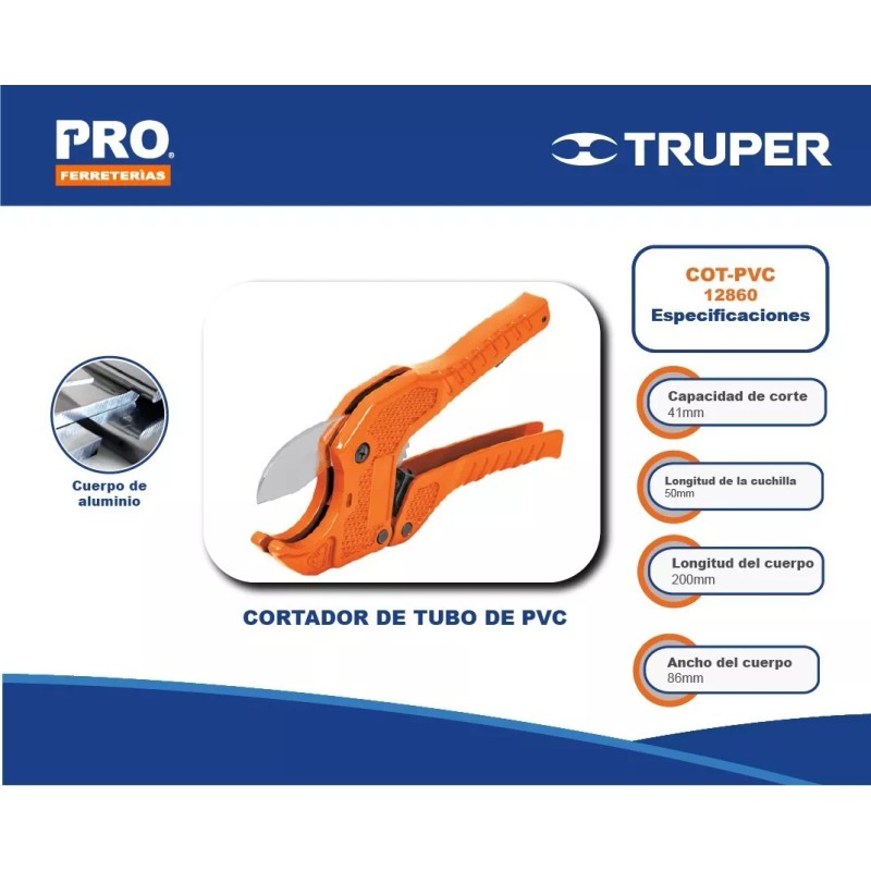 Truper Cortador De Tubo De Pvc, Hasta 1-5/8 , Truper