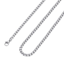 Estendly 5mm 16 To 38In Stainless Steel Rolo Chain Necklace Cable Round Box Wheat Necklace for Men Women Jewelry