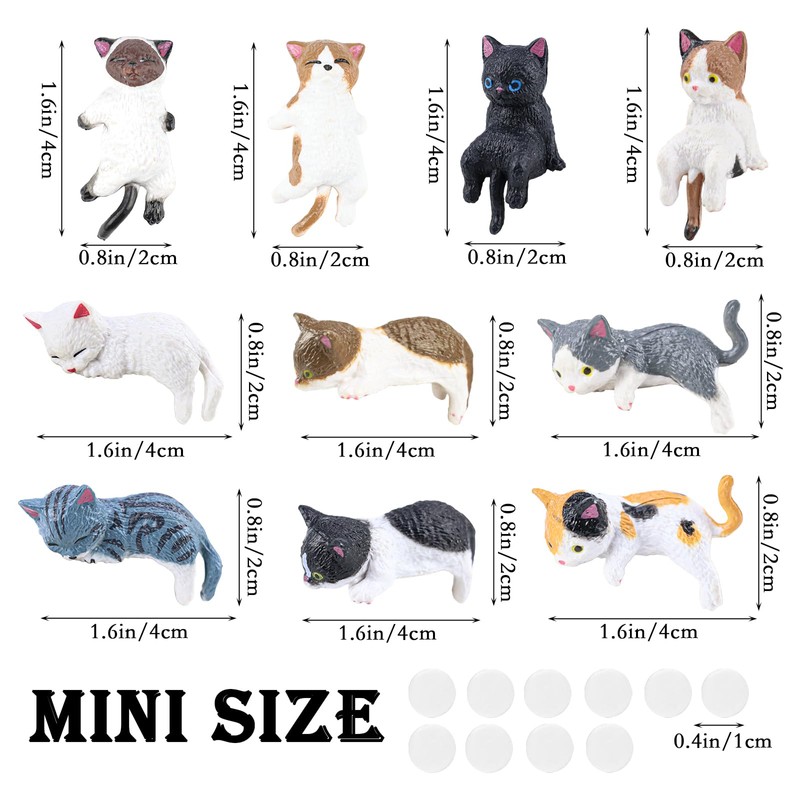 UPIQNG 5 Pcs Mini Cat Figurines Computer Monitor Decor Cute