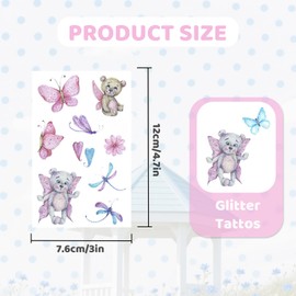 12 Sheets Butterfly Glitter Tattoos for Kids, Butterfly Temporary Tattoos, Temporary Butterflies Stickers, for Girls Party Bag Fillers, Birthday, Gifts, Carnival Makeup Party Supplies