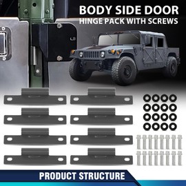 PIT66 Body Side Door Hinge(8 Pack) with Screws(16 Pcs) Compatible with M998,Humvee,HMMWV 12338650 12340352-1 MS27183-10
