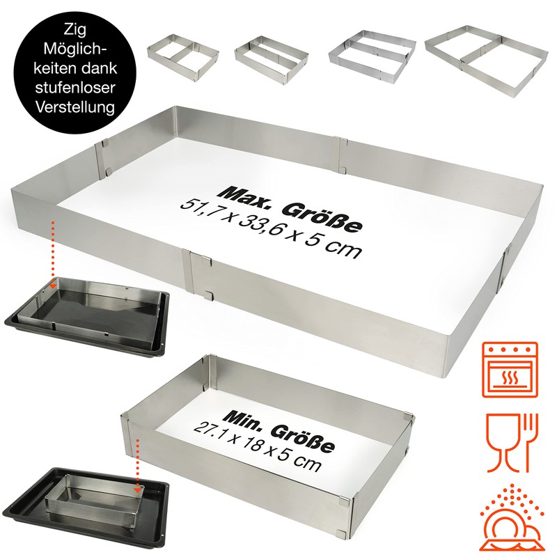 Moritz & Moritz Rectangular Baking Frame Adjustable 5 cm High