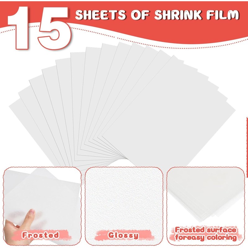 QUOTRE Shrink Films, Shrink Plastic Set for DIY Crafts, Includes