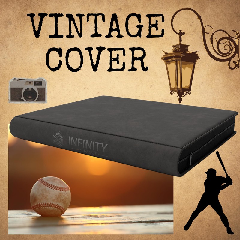 Premium 9 Pocket Card Binder for 216 Cards, Vintage Double