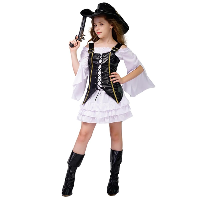 SEA HARE Girls Luxury Cool Pirate Fancy Dress Costume (M