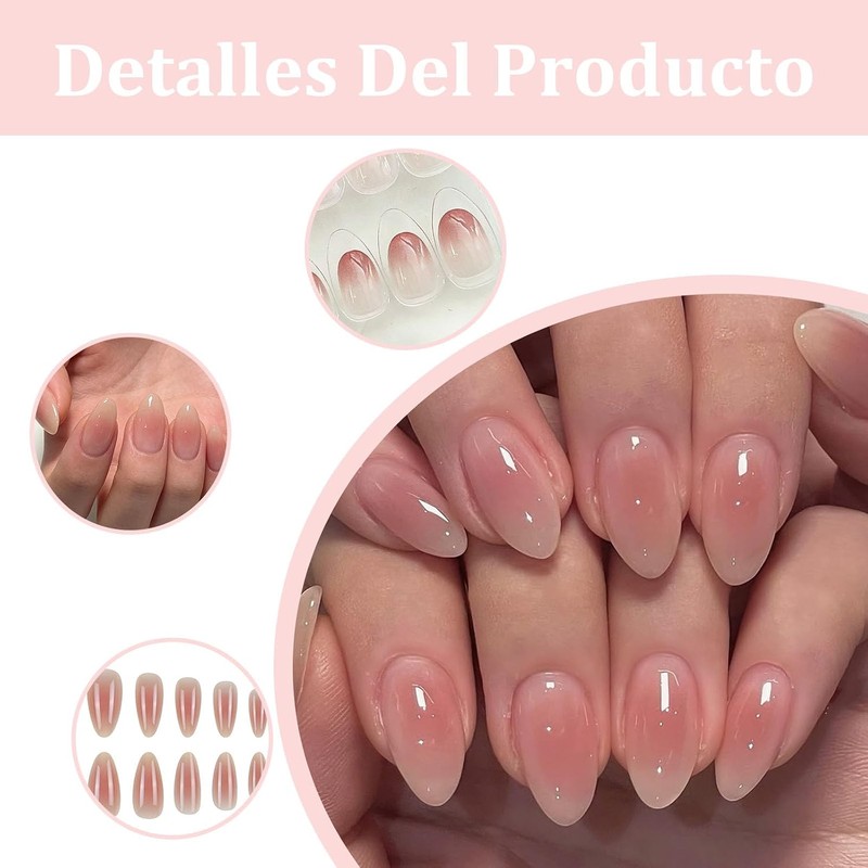 48 Piezas Uñas Press On,Uñas Postizas De Cortas Largas De