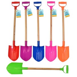 Electoys Beach Kids Spade 77cm Wood Shaft Plastic Shovel | Beach Spades Sand Pit Accessories | Garden Digging Spade for Children | Soil Scoop Seaside Sandpit Toys for Kids | Assorted Colour | 6 Pack