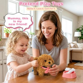 Dreamon 18 Pcs Walking Dog Toy, Realistic Robot Puppy Toddler Girl Toys 3-5 6-8, Build Dog House, Puppy Toys for Kids with Leash & Pet Care, Birthday Gifts for 3 4 5 6 7 8 Year Old Girl Boy